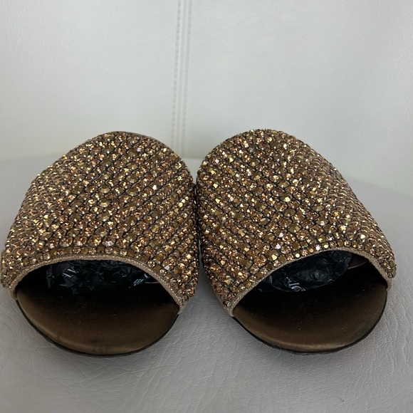 Rochas Suede Crystal Embellished Open Toe Flat Slides size 37 - Picture 5 of 9